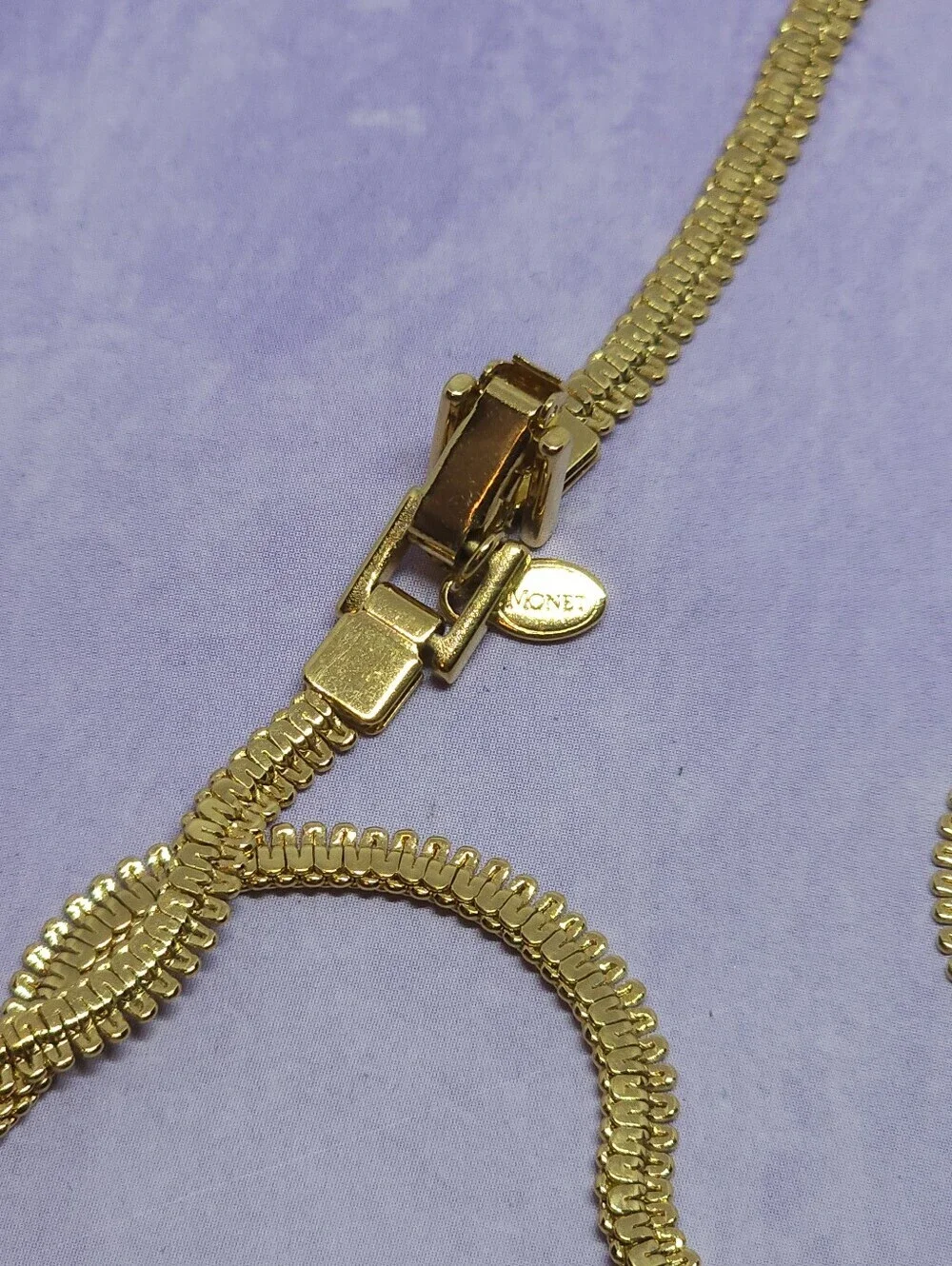 Monet Gold Tone Flat Textured Chain Necklace